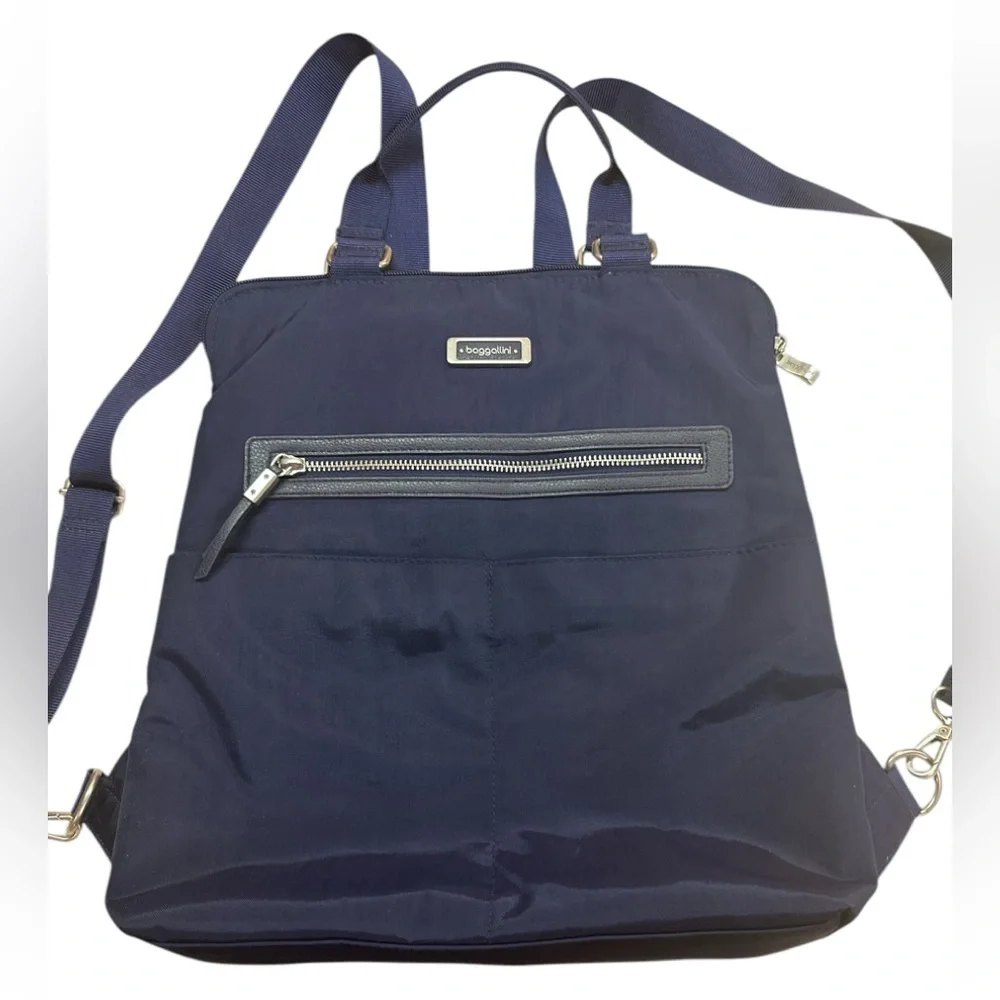 Baggallini Jessica Convertible Tote Backpack Navy Blue Anti Theft RFID Bag